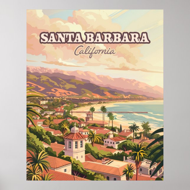 Santa Barbara Beach Central Coast California Retro Poster (Vorne)