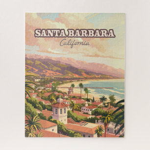 Santa Barbara Beach Central Coast California Retro Puzzle