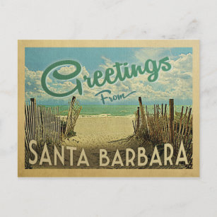 Santa Barbara Beach Vintage Reise Postkarte