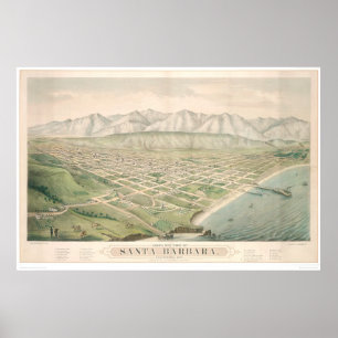 Santa Barbara, CA. Panoramakarte 1877 (1581A) Poster