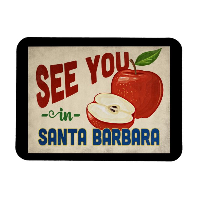Santa Barbara California Apple - Vintage Travel Magnet (Horizontal)