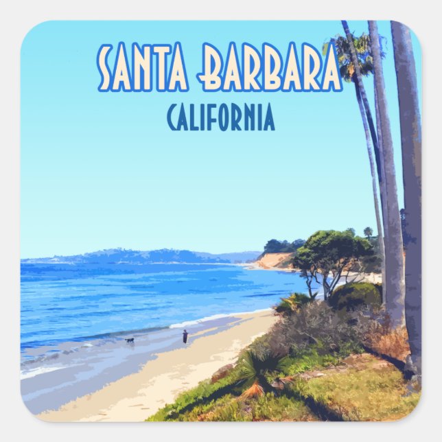Santa Barbara California Butterfly Beach Montecito Quadratischer Aufkleber (Vorderseite)
