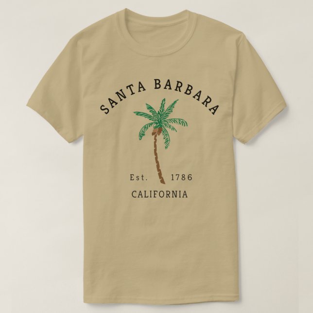 Santa Barbara California Farbenfrohe Palme Tree Re T-Shirt (Design vorne)