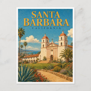 Santa Barbara California Mission Towers GeoSaga Postkarte