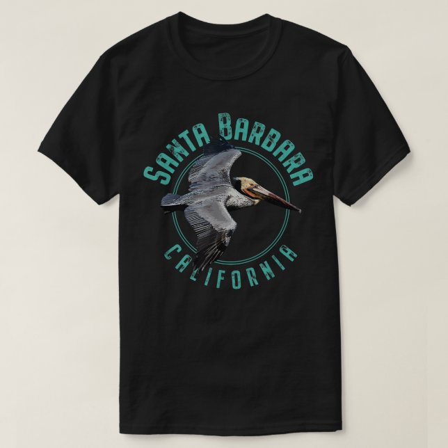 Santa Barbara California Pelican Design T - Shirt (Design vorne)