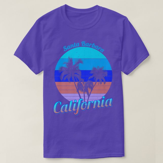 Santa Barbara California Retro Palm Trees Beach Su T-Shirt (Design vorne)