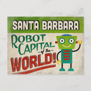 Santa Barbara California Roboter - Lustig Postkarte