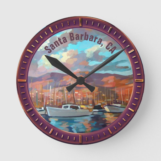 Santa Barbara California Round Clock Runde Wanduhr (Vorderseite)