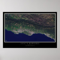 Santa Barbara California Satelliten-Poster Karte