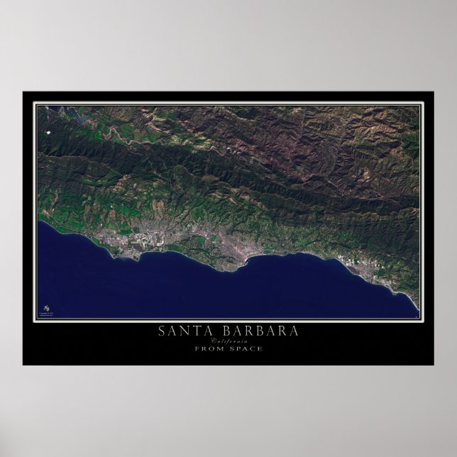 Santa Barbara California Satelliten-Poster Karte Poster (Vorne)