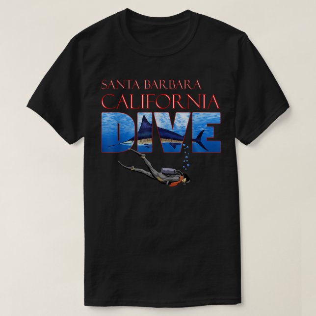 Santa Barbara California SCUBA Diver Ocean Schnorc T-Shirt (Design vorne)