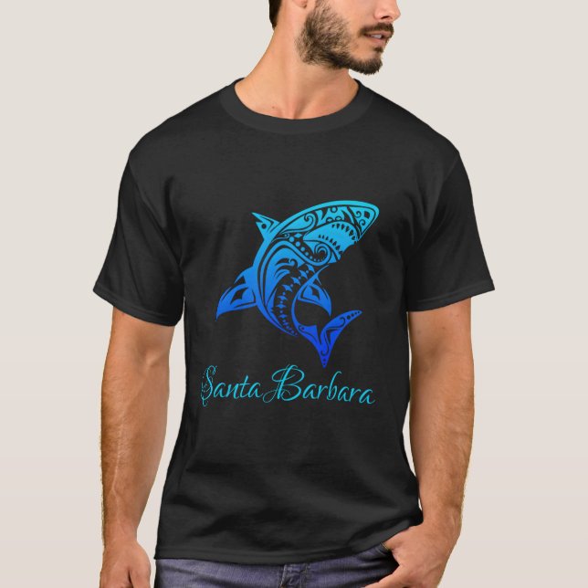 Santa Barbara California Tribal Shark T-Shirt (Vorderseite)