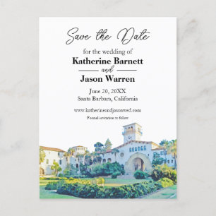 Santa Barbara Courthouse Wasserfarbe Save the Date Postkarte