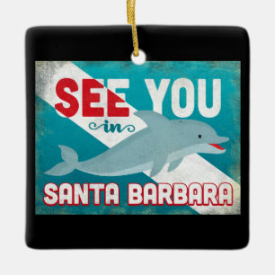 Santa Barbara Dolphin - Retro Vintage Keramikornament