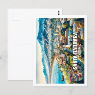 Santa Barbara Kalifornien Berühmter Ort Aquarell Postkarte