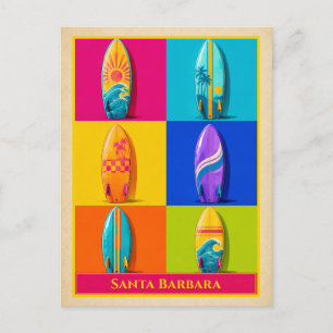Santa Barbara Kalifornien Surfboard Vintage Postkarte
