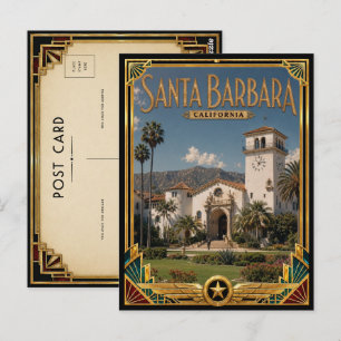 Santa Barbara Kalifornien Vintage Art Deco Golden Postkarte