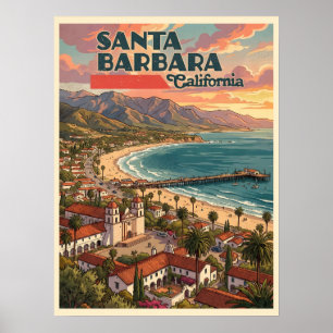 Santa Barbara Kalifornien Vintage Reise Poster