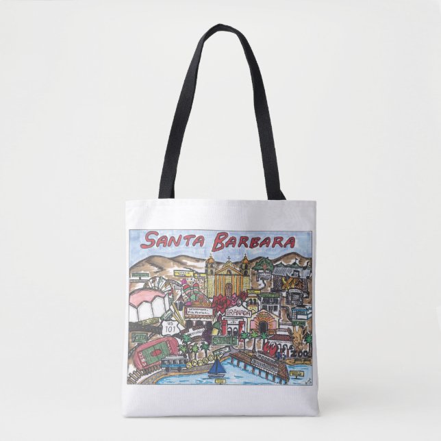 Santa Barbara Karte Tote Bag (Vorderseite)