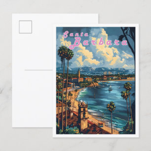 Santa Barbara Klassische Kunst Retro Vintage Reise Postkarte