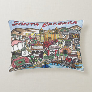 Santa Barbara Map Accent Pillow Dekokissen