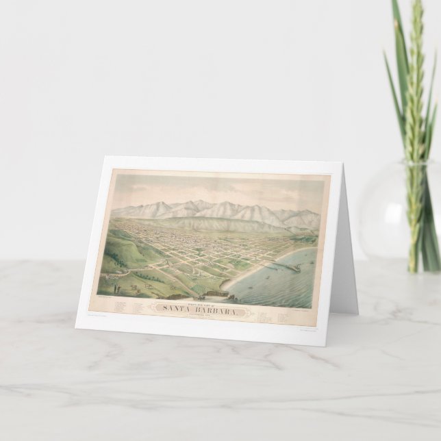 Santa Barbara, panoramische Karte 1877 (1581A) CA (Vorderseite)