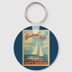 Santa Barbara-Segelschiff Vintage-Reise Kalifornie Schlüsselanhänger