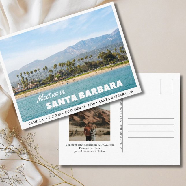 Santa Barbara Wedding Save the Date Postcard Postkarte (Santa Barbara Wedding Save the Date Postcard
)