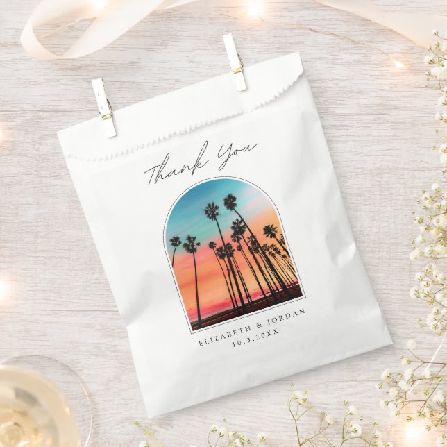 Santa Barbara Wedding Vielen Dank Sunset Foto Geschenktütchen (Ausgeschnitten)
