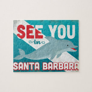 Santa- Barbaradelphin - Retro Vintage Reise Puzzle