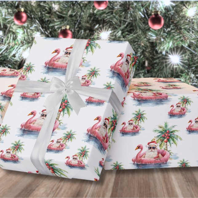 Santa-Barbie-Weihnachten Geschenkpapier (Santa Claus Tropical Beach Christmas Wrapping Paper)