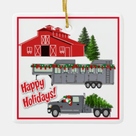 Santa Barn Truck Horse Trailer Weihnachten Keramikornament