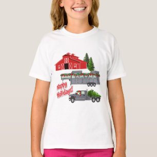 Santa Barn Truck Horse Trailer Weihnachten T-Shirt