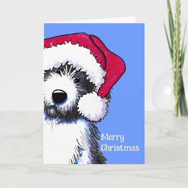 Santa Bartded Collie Dog Cards Feiertagskarte (Vorderseite)
