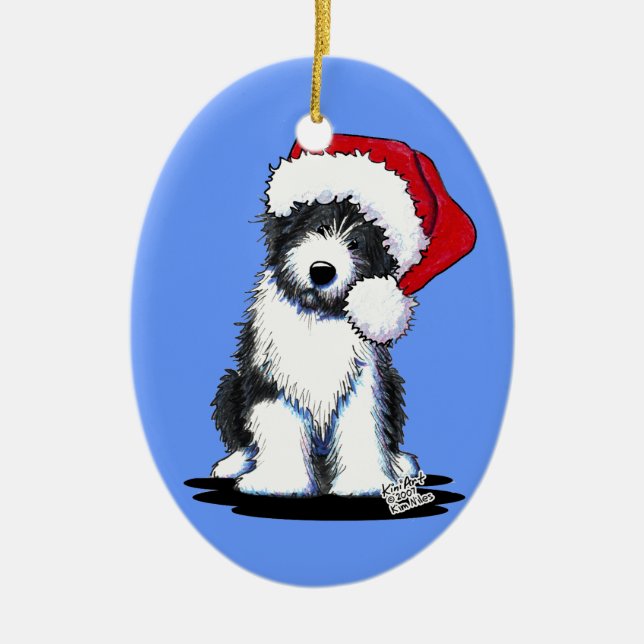 Santa Barted Collie Oval Ornament (Vorne)