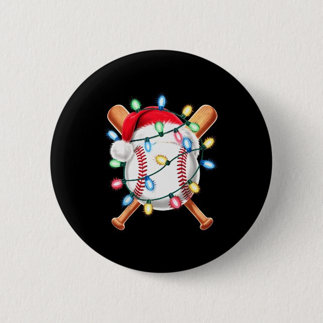 Santa Baseball Player Santa Hat Men Boys Christmas Button (Vorderseite)