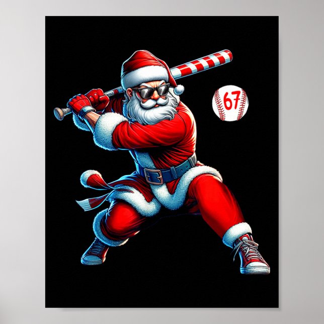 Santa Baseball Six Seven 6 7 Meme Christmas Men Bo Poster (Vorne)