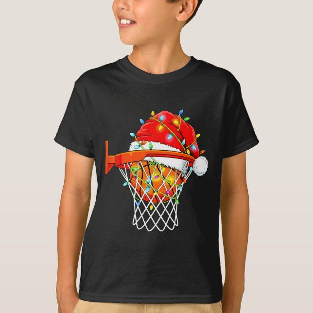 Santa Basketball Dunk Christmas Srts For Boys Girl T-Shirt (Vorderseite)