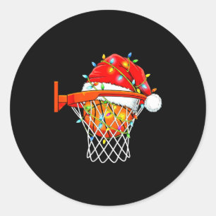 Santa-Basketball-Dunk-Weihnachts-Shirts für Jungen Runder Aufkleber