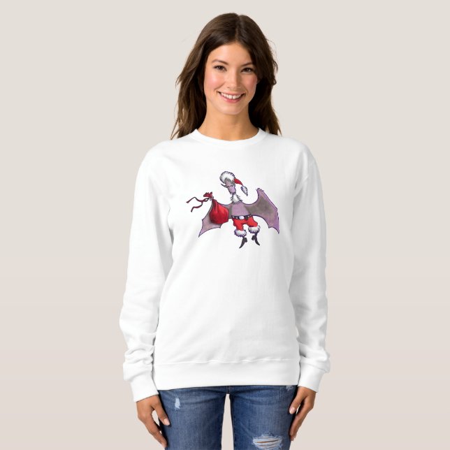 Santa Bat Frauen weißes Sweatshirt (Vorne ganz)