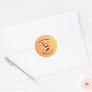 Santa & Baum-Magie – Weihnachts-Sticker & Einladun Runder Aufkleber