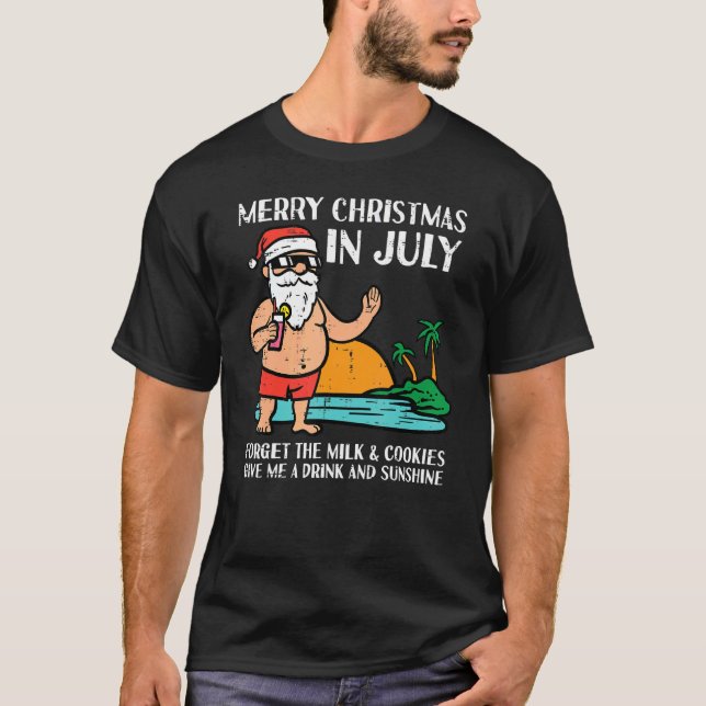 Santa Beach frohe Weihnachten im Juli vergessen Mi T-Shirt (Vorderseite)
