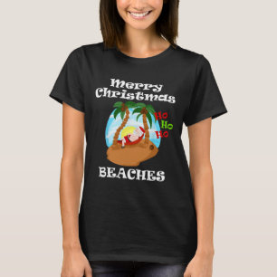 Santa Beach Hammock Frohe Weihnachtsstrände Palm T-Shirt
