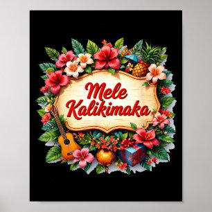 Santa Beach Mele Kalikimaka Hawaiian Schwanzparty Poster