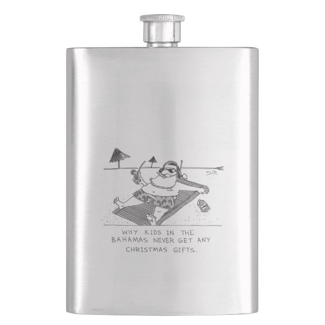 Santa Beach Time rostfreie Stahlflasche Flachmann (Vorderseite)