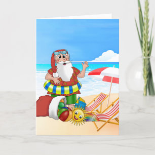 Santa Beach Tropischer Weihnachtsurlaub Feiertagskarte