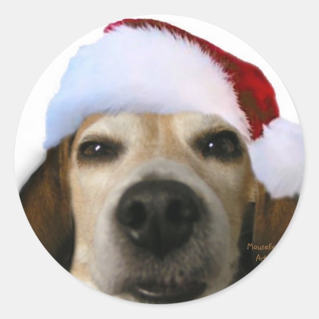 Santa Beagle Aufkleber (Vorderseite)