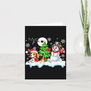 Santa Beagle Schneemann Laufende Freunde Weihnacht Karte