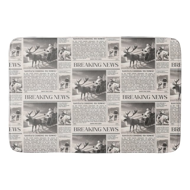 Santa Bear Breaking News Zeitung Weihnachtsbaum Badematte (Vorderseite)