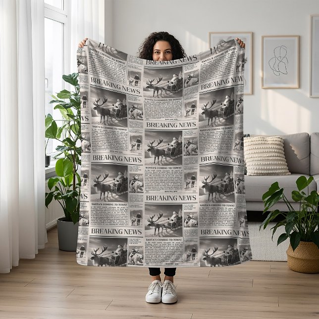 Santa Bear Breaking News Zeitung Weihnachtsbaum Fleecedecke (Von Creator hochgeladen)